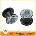Acrylic insect ear plug, black acrylic plug, acrylic flat screw ear plug